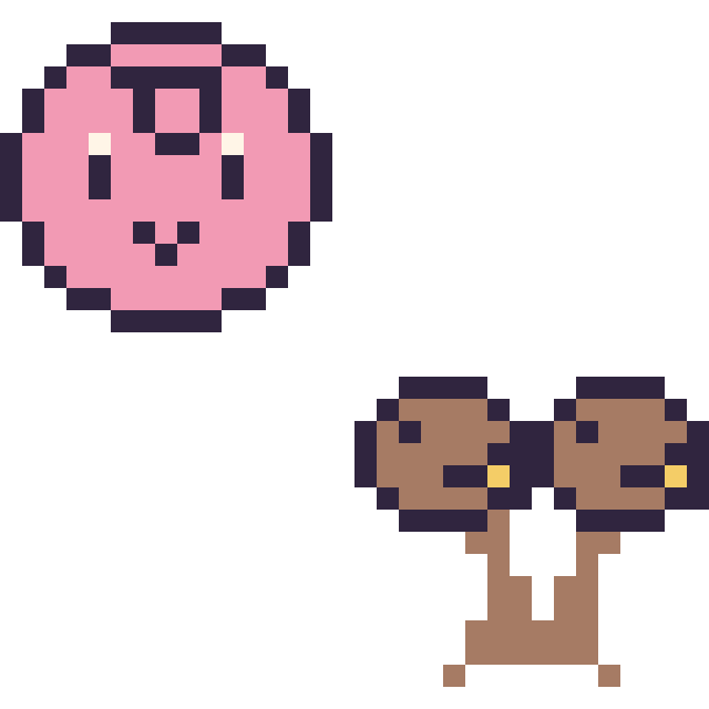 Modèle de pixel art Rondoudou mini et Doduo mini sur une grille de 32 par 32 cases