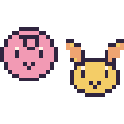 Pixel art Rondoudou mini et Feunnec mini, grille 32 × 32