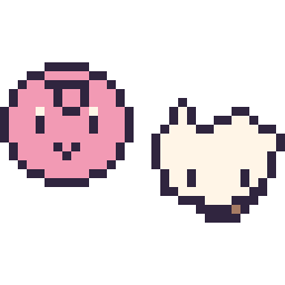Pixel art Rondoudou mini et Osselait mini, grille 32 × 32