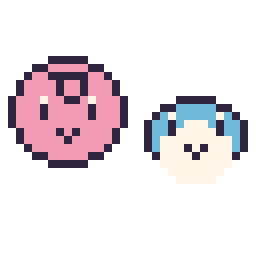 Pixel art Rondoudou mini et Tiplouf mini, grille 32 × 32