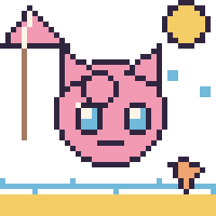 Pixel art Rondoudou à la plage, grille 40 × 40