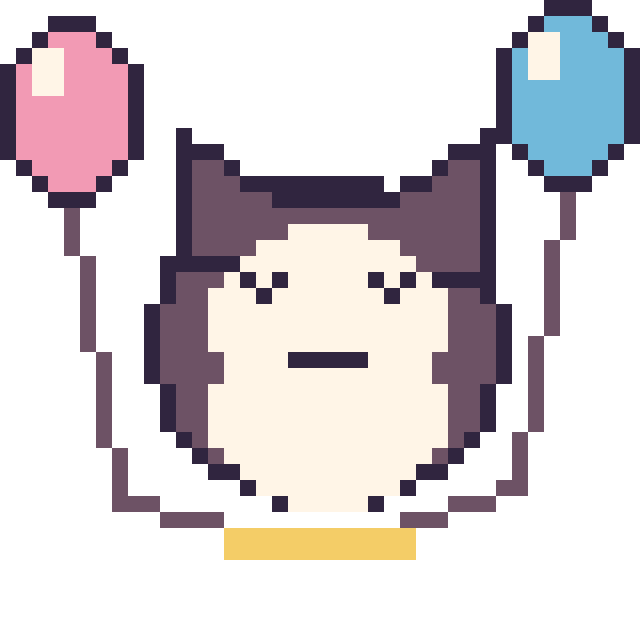 Modèle de pixel art Ronflex avec des ballons sur une grille de 40 par 40 cases