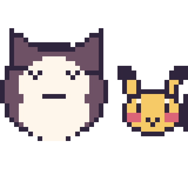 Modèle de pixel art Ronflex et Pikachu mini sur une grille de 40 par 40 cases