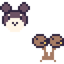 Pixel art Ronflex mini et Doduo mini, grille 32 × 32
