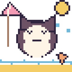Pixel art Ronflex à la plage, grille 40 × 40