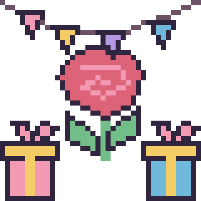 Modèle de pixel art Rose pour un anniversaire sur une grille de 40 par 40 cases