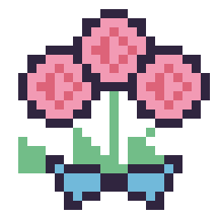 Pixel art Rose en bouquet, grille 24 × 24