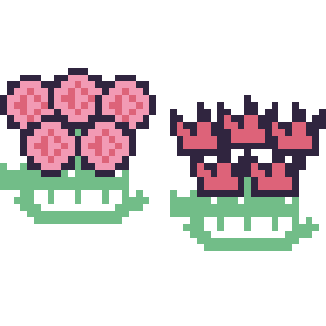 Modèle de pixel art Rose en couronne et Tulipe en couronne sur une grille de 48 par 48 cases