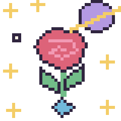 Pixel art Rose dans l’espace, grille 40 × 40