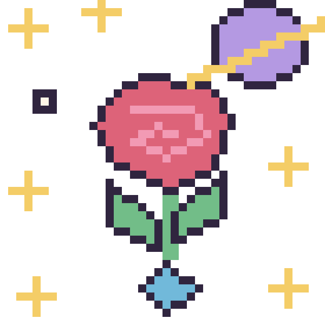 Modèle de pixel art Rose dans l’espace sur une grille de 40 par 40 cases