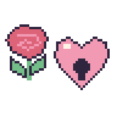 Pixel art Rose et Cœur cadenas, grille 48 × 48