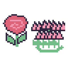 Pixel art Rose et Lotus en couronne, grille 48 × 48