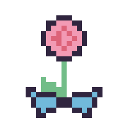 Pixel art Rose avec un nœud, grille 24 × 24