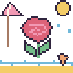 Pixel art Rose à la plage, grille 40 × 40