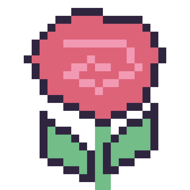 Modèle de pixel art Rose sur une grille de 24 par 24 cases