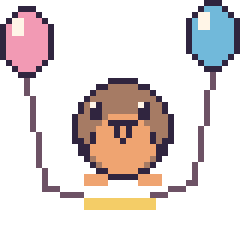 Pixel art Rouge-gorge avec des ballons, grille 40 × 40