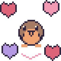 Pixel art Rouge-gorge avec des cœurs, grille 40 × 40