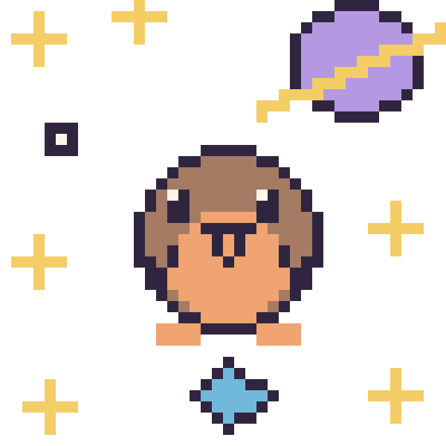 Modèle de pixel art Rouge-gorge dans l’espace sur une grille de 40 par 40 cases