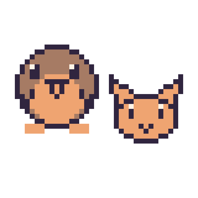 Modèle de pixel art Rouge-gorge et Chat en portrait sur une grille de 40 par 40 cases