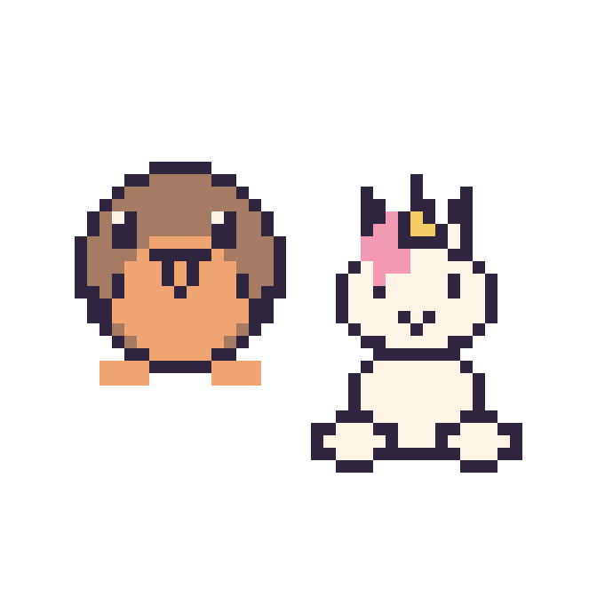 Modèle de pixel art Rouge-gorge et Licorne assis sur une grille de 48 par 48 cases