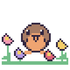 Pixel art Rouge-gorge dans le jardin, grille 40 × 40