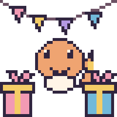 Pixel art Salamèche pour un anniversaire, grille 40 × 40
