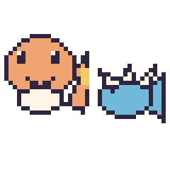 Pixel art Salamèche et Aquali mini, grille 40 × 40
