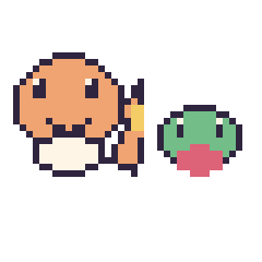 Pixel art Salamèche et Arcko mini, grille 40 × 40