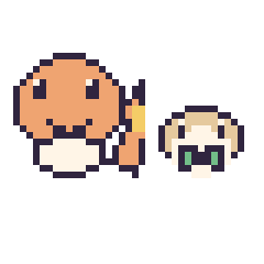 Pixel art Salamèche et Brindibou mini, grille 40 × 40