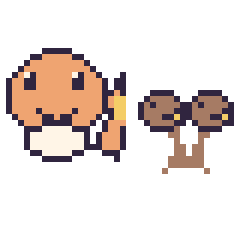 Pixel art Salamèche et Doduo mini, grille 40 × 40