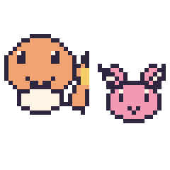 Pixel art Salamèche et Écrémeuh mini, grille 40 × 40