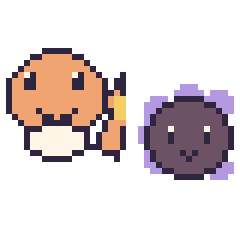 Pixel art Salamèche et Fantominus mini, grille 40 × 40