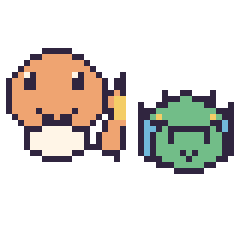 Pixel art Salamèche et Fantyrm mini, grille 40 × 40