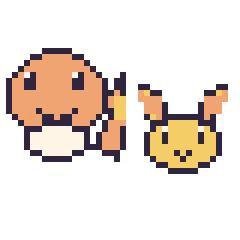 Pixel art Salamèche et Feunnec mini, grille 40 × 40