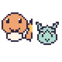 Pixel art Salamèche et Givrali mini, grille 40 × 40