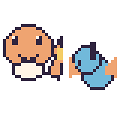 Pixel art Salamèche et Gobou mini, grille 40 × 40