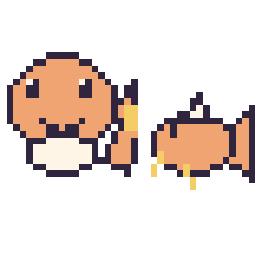 Pixel art Salamèche et Magicarpe mini, grille 40 × 40