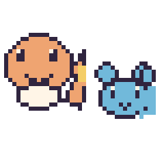 Pixel art Salamèche et Marill mini, grille 40 × 40