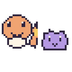 Pixel art Salamèche et Métamorph mini, grille 40 × 40