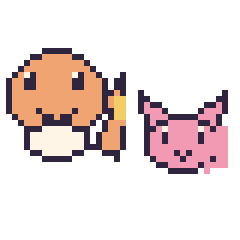 Pixel art Salamèche et Mew mini, grille 40 × 40