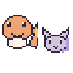 Pixel art Salamèche et Mewtwo mini, grille 40 × 40
