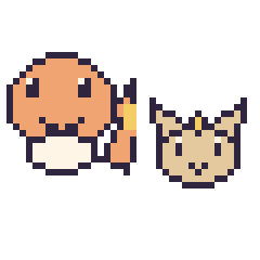 Pixel art Salamèche et Miaouss mini, grille 40 × 40
