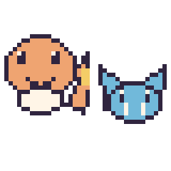 Pixel art Salamèche et Nosferapti mini, grille 40 × 40