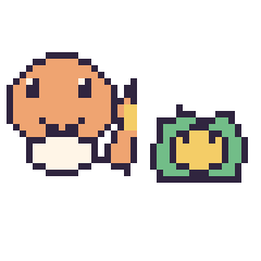 Pixel art Salamèche et Nucléos mini, grille 40 × 40