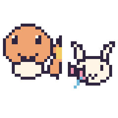 Pixel art Salamèche et Nymphali mini, grille 40 × 40