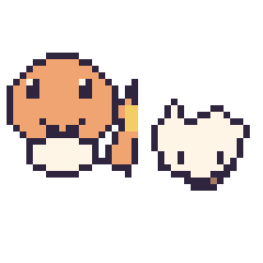 Pixel art Salamèche et Osselait mini, grille 40 × 40