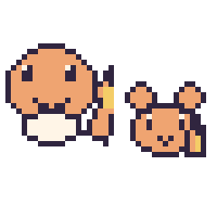 Pixel art Salamèche et Ouisticram mini, grille 40 × 40