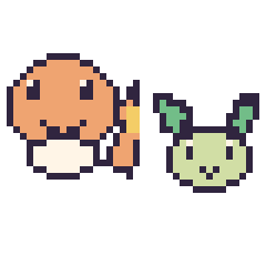 Pixel art Salamèche et Phyllali mini, grille 40 × 40