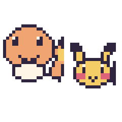 Pixel art Salamèche et Pikachu mini, grille 40 × 40