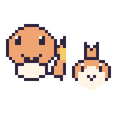 Pixel art Salamèche et Poussifeu mini, grille 40 × 40